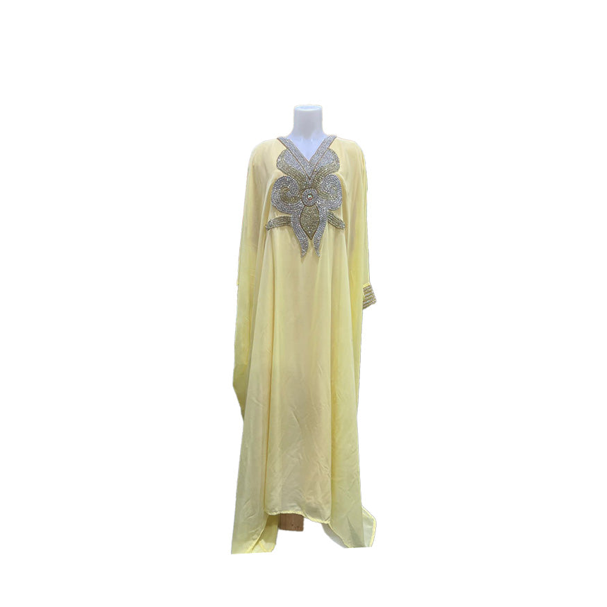 African Dress Yellow/Gold Embedded